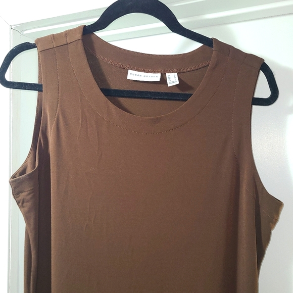 Susan Graver Women's Brown sleeveless midi Dress‎ size M euc - Picture 1 of 8